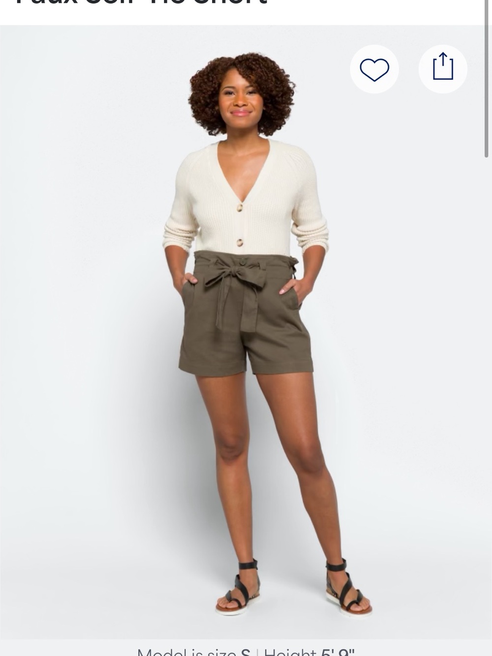 one 5 one Olive Paperbag Tie-Waist Shorts
